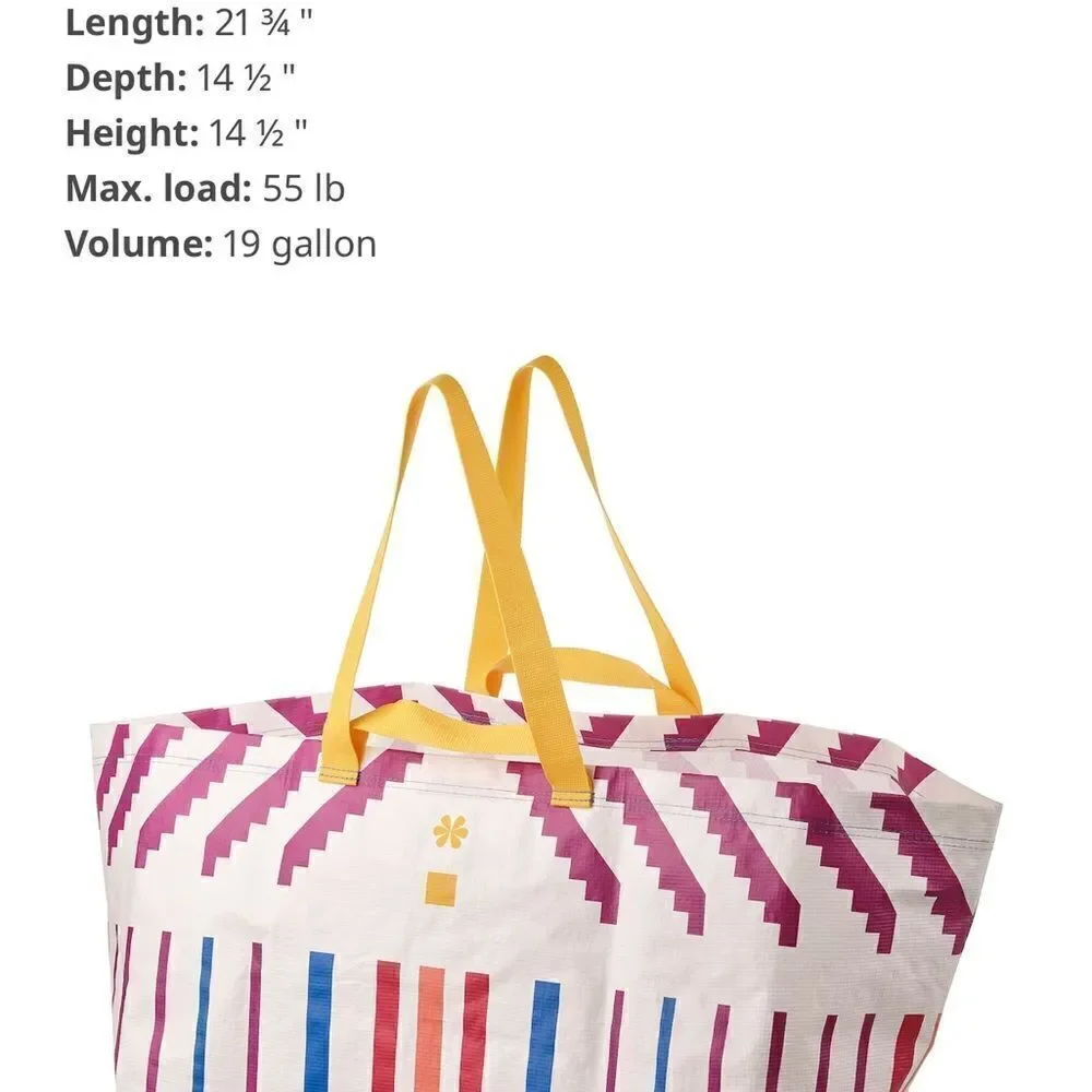 Ikea Omsesidig Limited Edition Shopping Tote Bag White Lilac‎ Stripe 19 Gallon
